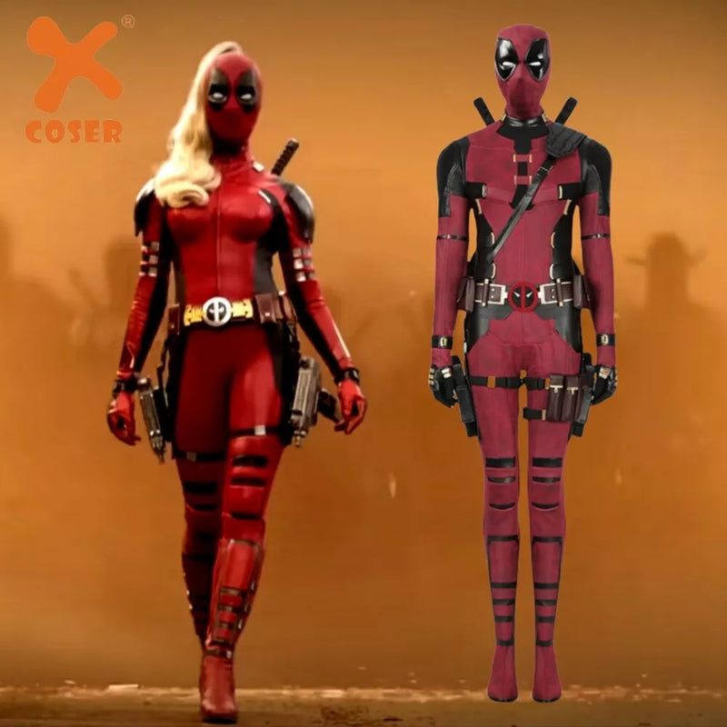 Xcoser 2024 Deadpool 3 Lady Deadpool Cosplay Costume Jumpsuit Mask Outfit for Halloween