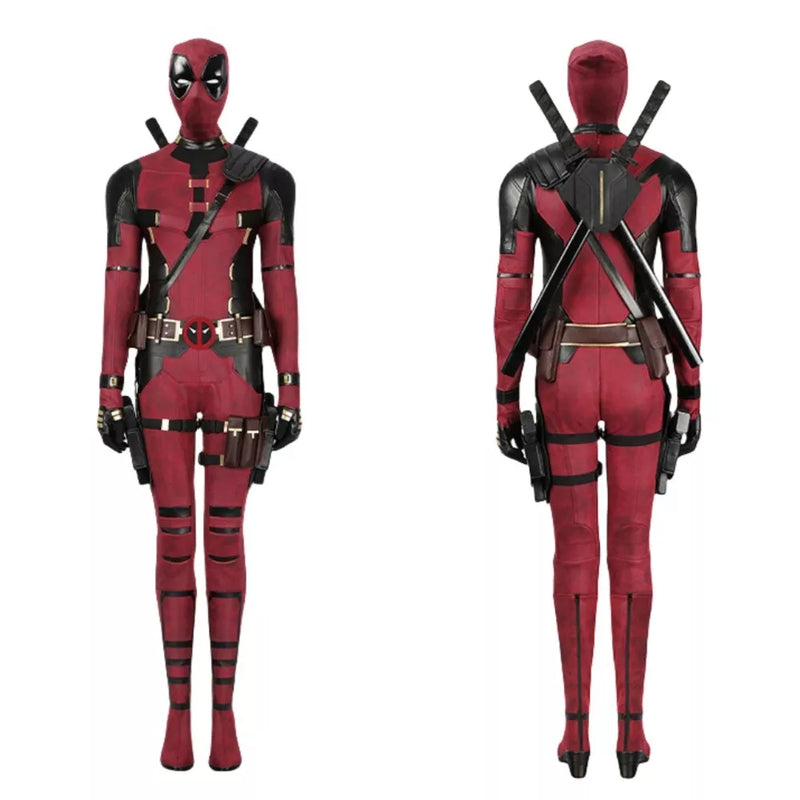 Xcoser 2024 Deadpool 3 Lady Deadpool Cosplay Costume Jumpsuit Mask Outfit for Halloween