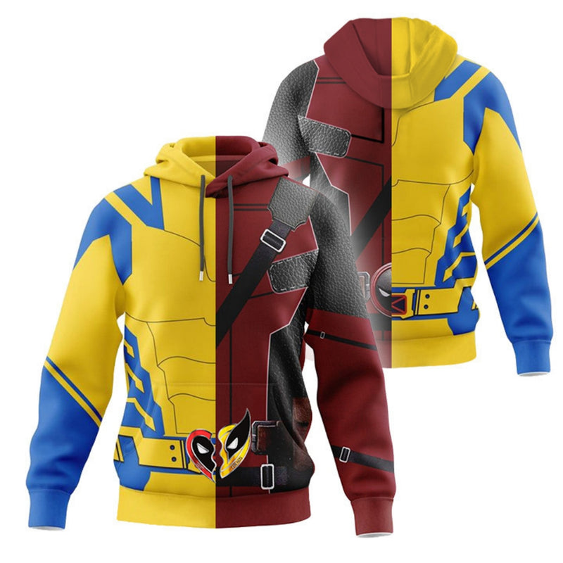 Xcoser Movie Deadpool 3 Wade Wilson Wolverine Hoodie Mens Sweatshirt Cosplay Costumes