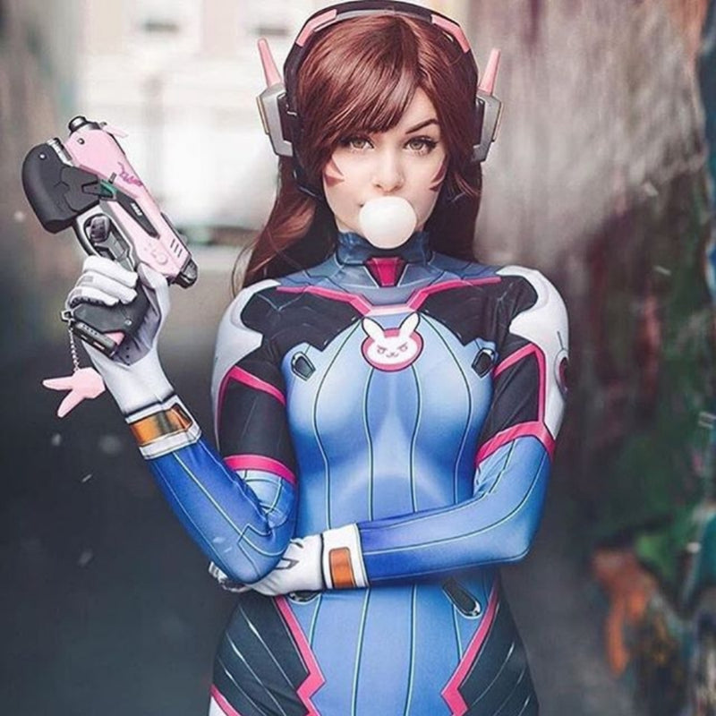 【New Arrival】Xcoser Hana Song D.Va Lycra Bodysuit Cosplay Costume Overwatch Jumpsuit